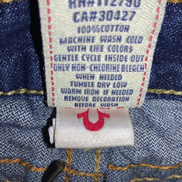 True Religion lace up denim mini Sz 28 raw hem vintage - Picture 4 of 4